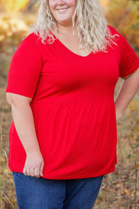 Sarah Ruffle Short Sleeve in Red