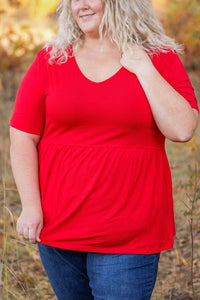 Sarah Ruffle Short Sleeve in Red