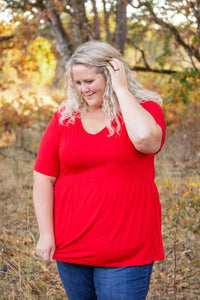 Sarah Ruffle Short Sleeve in Red