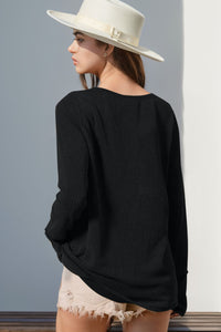 Notched Thumbhole Long Sleeve Top (multiple color options)