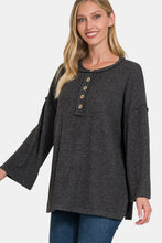 Load image into Gallery viewer, Ribbed Half Button Slit Knit Top
