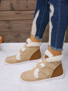 Faux Fur Round Toe Flat Boots (multiple color options)