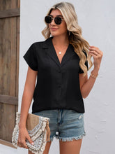 Load image into Gallery viewer, Button Up Collared Neck Short Sleeve Top (multiple color options)
