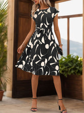 Load image into Gallery viewer, Perfee Tied Pleated Printed Cap Sleeve Dress (multiple color options)
