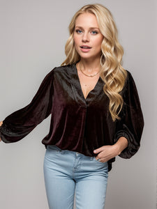 V-Neck Three-Quarter Sleeve Blouse (multiple color options)