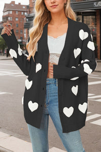 Heart Button Down Long Sleeve Cardigan (multiple color options)