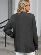 Load image into Gallery viewer, Striped Notched Long Sleeve Top (multiple color options)
