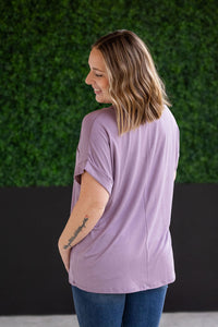 Sierra Pocket Short Sleeve Top in Dusty Purple