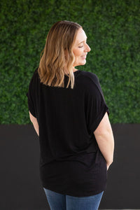 Sierra Pocket Short Sleeve Top in Black