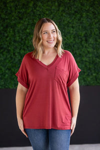 Sierra Pocket Short Sleeve Top in Terra Cotta