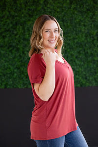 Sierra Pocket Short Sleeve Top in Terra Cotta