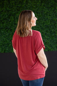 Sierra Pocket Short Sleeve Top in Terra Cotta