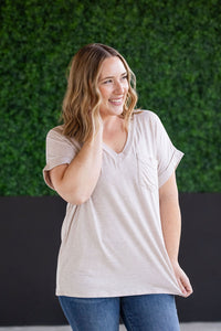 Sierra Pocket Short Sleeve Top in Oatmeal