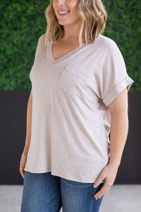 Sierra Pocket Short Sleeve Top in Oatmeal