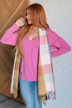 Load image into Gallery viewer, Keep Me Cozy Checkered Fringe Scarf in Pine and Petals
