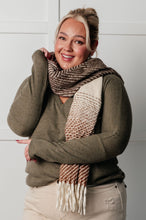 Load image into Gallery viewer, Cold Front Fringe Scarf in Coffee and Red
