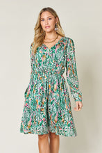 Load image into Gallery viewer, Printed Drawstring Waist Long Sleeve Dress (2 color options)
