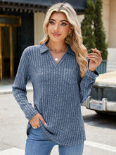 Load image into Gallery viewer, Ribbed Johnny Collar Long Sleeve Top (multiple color options)
