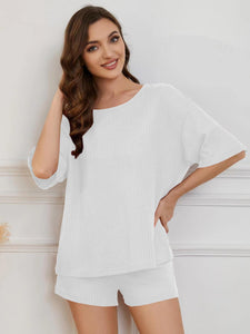 Round Neck Half Sleeve Top and Shorts Lounge Set (multiple color options)
