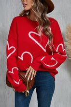 Load image into Gallery viewer, Heart Dropped Shoulder Long Sleeve Sweater (2 color options)
