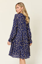 Load image into Gallery viewer, Printed Ruffle Hem Long Sleeve Tiered Dress (multiple color options)
