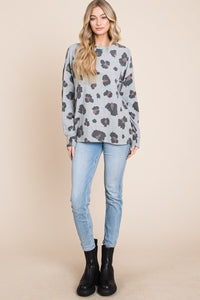 Leopard Drop Shoulder Top