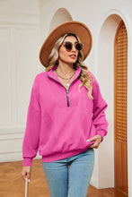 Load image into Gallery viewer, Half-Zip Dropped Shoulder Sweatshirt (multiple color options)
