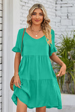 Load image into Gallery viewer, Mandy V-Neck Flounce Sleeve Tiered Dress (multiple color options)
