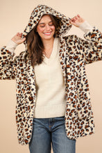 Load image into Gallery viewer, Fuzzy Leopard Long Sleeve Hooded Jacket
