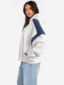 Contrast Dropped Shoulder Long Sleeve Hoodie (multiple color options)