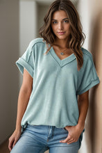 Load image into Gallery viewer, Textured V-Neck Short Sleeve Top (multiple color options)
