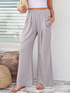 Elastic Waist Wide Leg Pants (multiple color options)