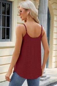 Eyelet Scoop Neck Ruched Cami (multiple color options)