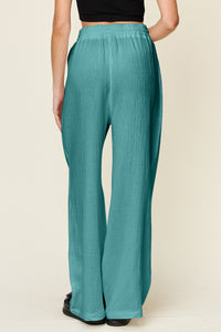 Texture Drawstring Wide Leg Pants (multiple color options)