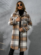 Load image into Gallery viewer, Plaid Collared Neck Long Sleeve Coat (multiple color options)
