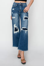 Load image into Gallery viewer, Risen  High Rise Patch Detailed Wide Leg Crop Jeans
