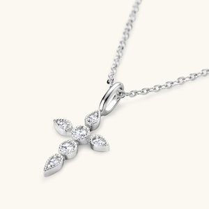 925 Sterling Silver Moissanite Cross Pendant Necklace (gold or silver)