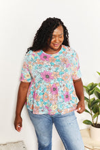 Load image into Gallery viewer, Short &amp; Sweet Floral Round Neck Babydoll Top
