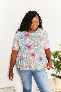 Short & Sweet Floral Round Neck Babydoll Top