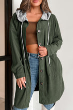 Load image into Gallery viewer, Drawstring Button Up Long Sleeve Hooded Jacket (2 color options)
