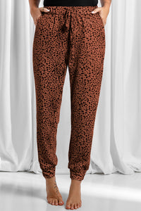 Leopard Drawstring Pocketed Pants (multiple color options)