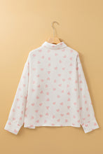 Load image into Gallery viewer, Heart Print Collared Neck Long Sleeve Shirt
