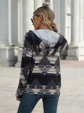 Load image into Gallery viewer, Geometric Zip Up Long Sleeve Hooded Jacket (multiple color options)
