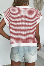 Load image into Gallery viewer, Striped Round Neck Cap Sleeve Sweater (multiple color options)
