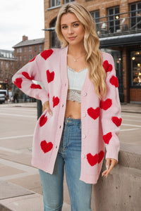 Heart Button Down Long Sleeve Cardigan (multiple color options)