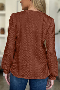 Textured Round Neck Long Sleeve Top (multiple color options)