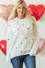 Load image into Gallery viewer, Heart Sequin Round Neck Long Sleeve Sweater
