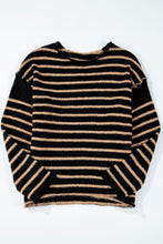 Load image into Gallery viewer, Stripe Drop Shoulder Round Neck Sweater
