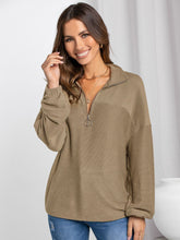 Load image into Gallery viewer, Half Zip Collared Neck Long Sleeve Sweatshirt (2 color options)
