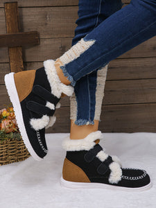 Faux Fur Round Toe Flat Boots (multiple color options)